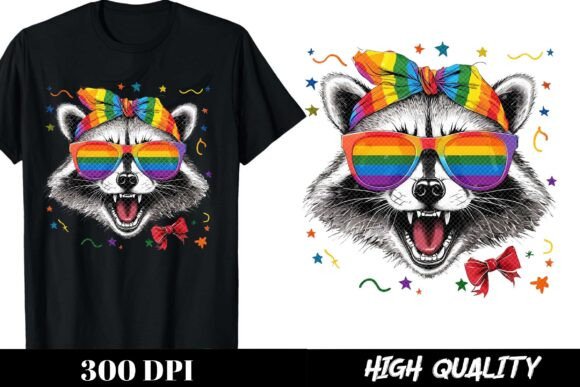 Celebrate Pride with Wild Style: The Pride Raccoon Rainbow Glasses PNG