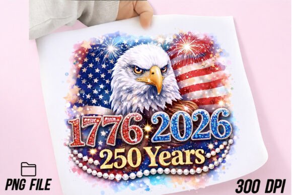 Celebrate with Bling USA 250 Anniversary & Bald Eagle PNG
