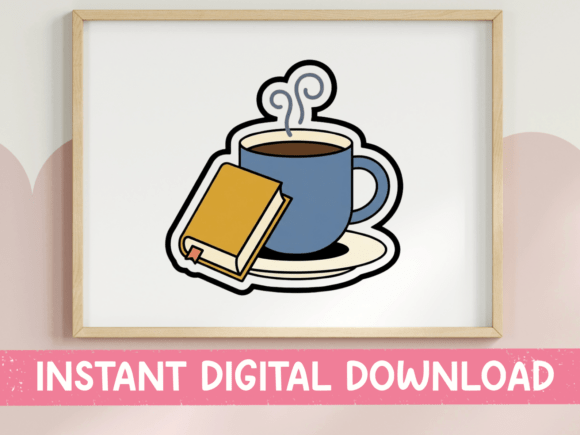 Coffee and Book Cozy Reading Sticker: A Design for the Quietly Obsessed