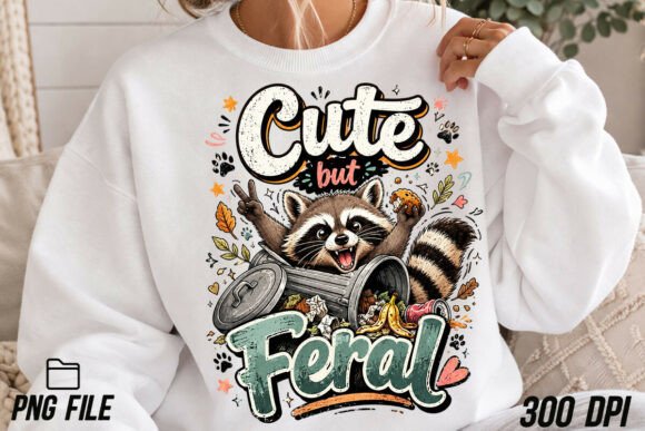 Cute but Feral Funny Raccoon PNG: A Design Asset with Attitude