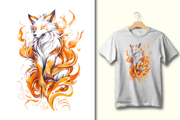 Embrace the Flame: Fox Fire Spirit PNG Sublimation Design