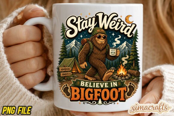 Funny Bigfoot Believe PNG Sublimation for Creative Projects