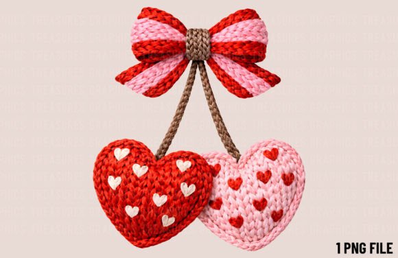 Heart Crochet Yarn Valentine's Day PNG: A Textured Design Asset
