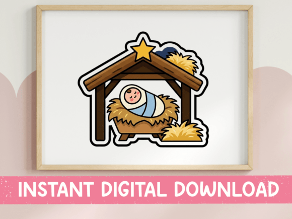 Nativity Scene Baby Jesus Manger Sticker