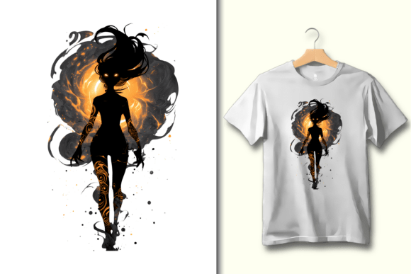 Silhouette with Glowing Energy & Tattoos: A Bold Statement Design