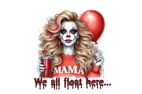 We All Float Here Mama: The Ultimate Creepy Cute Clown Woman Design